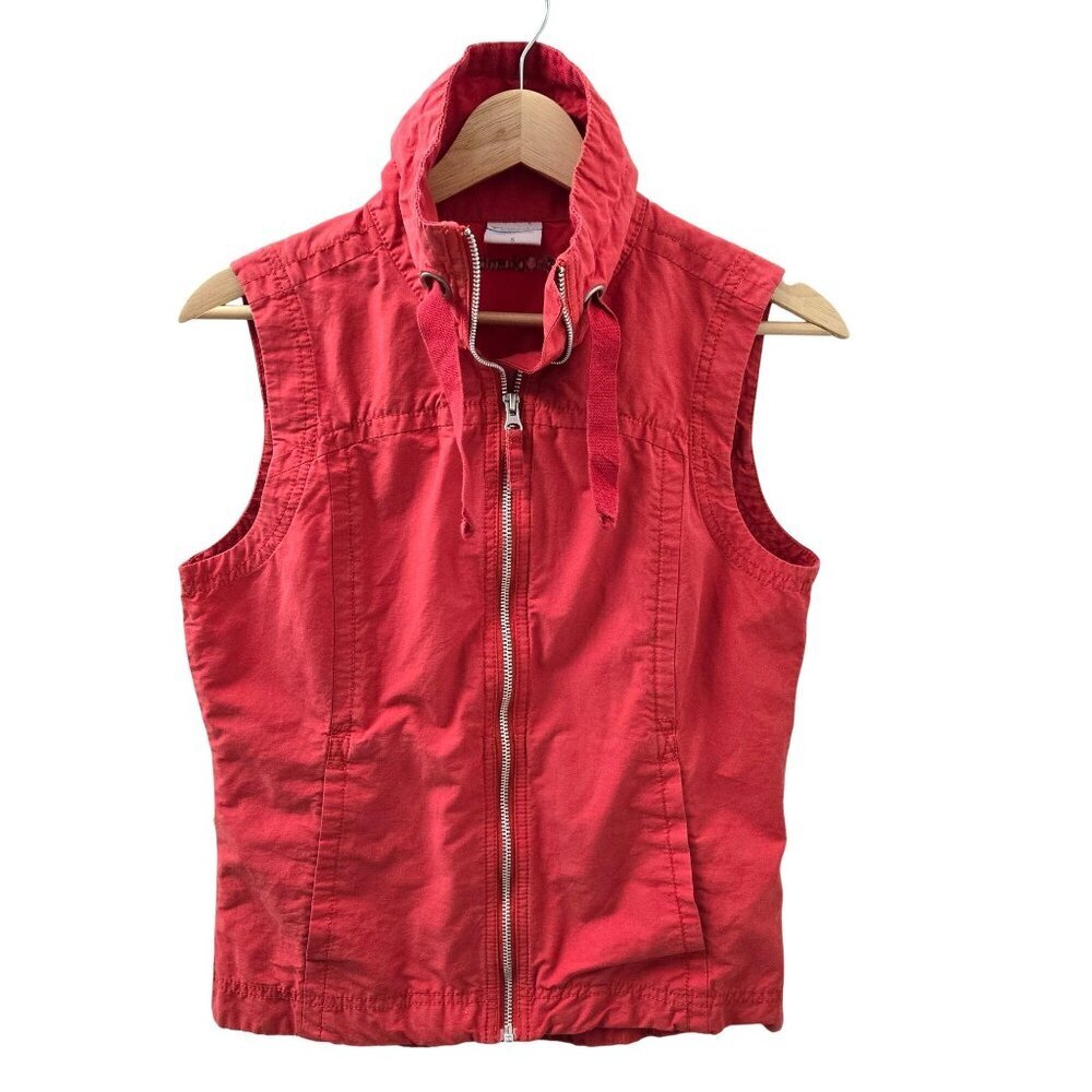 Columbia Full Zip Sleeveless Jacket Vest Womens Small Red Pockets High Neck